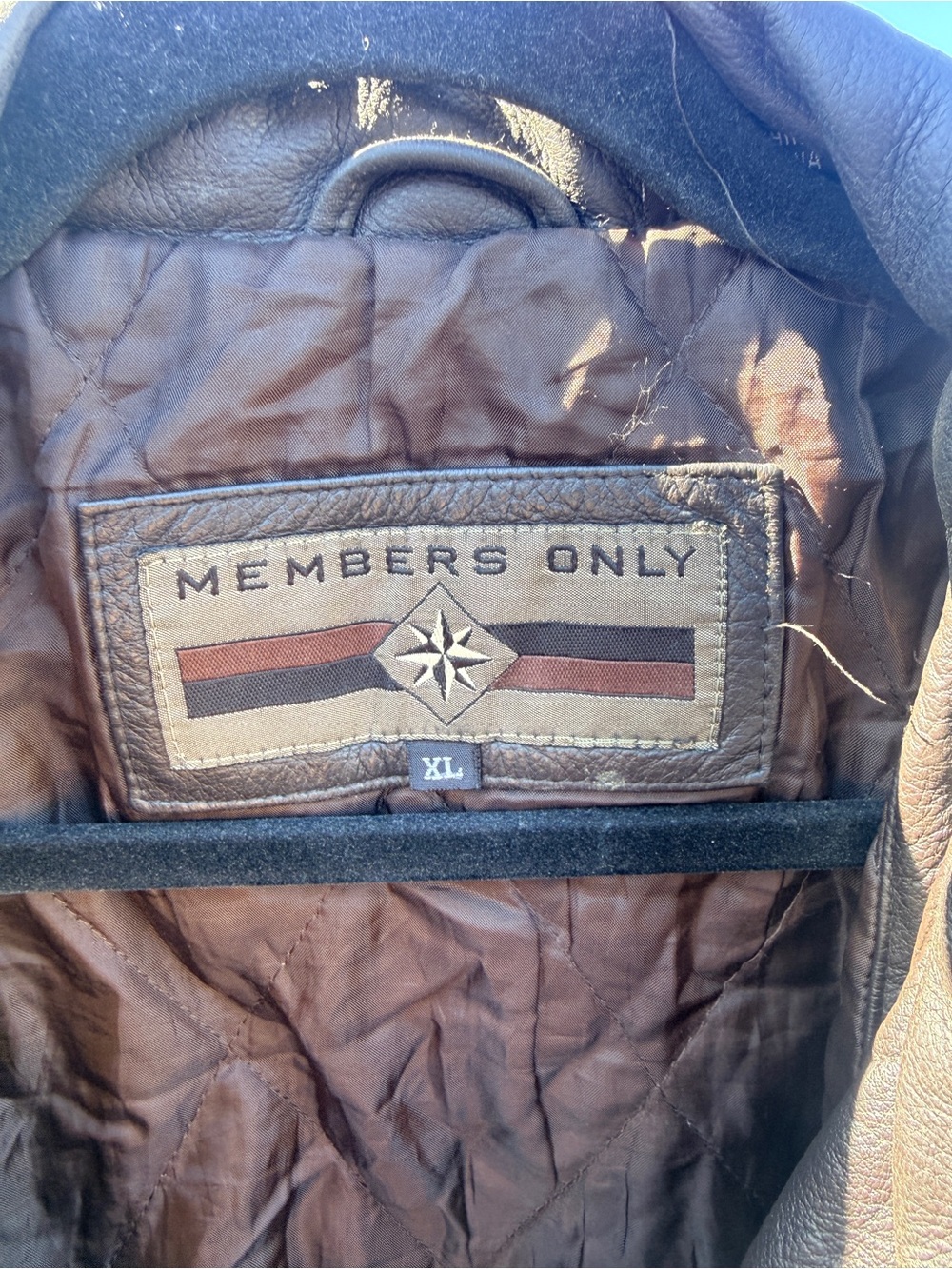 Members Only Brown Quilted-Lined Leather Bomber Jacket